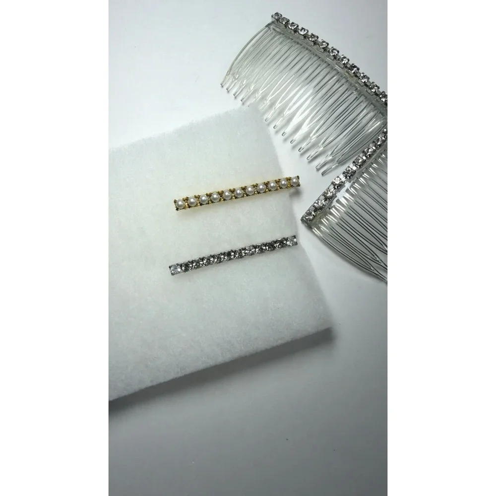 VTG Unbranded Hair Accessory Set OS Mixed Metallic Rhinestone Faux Pearl Good